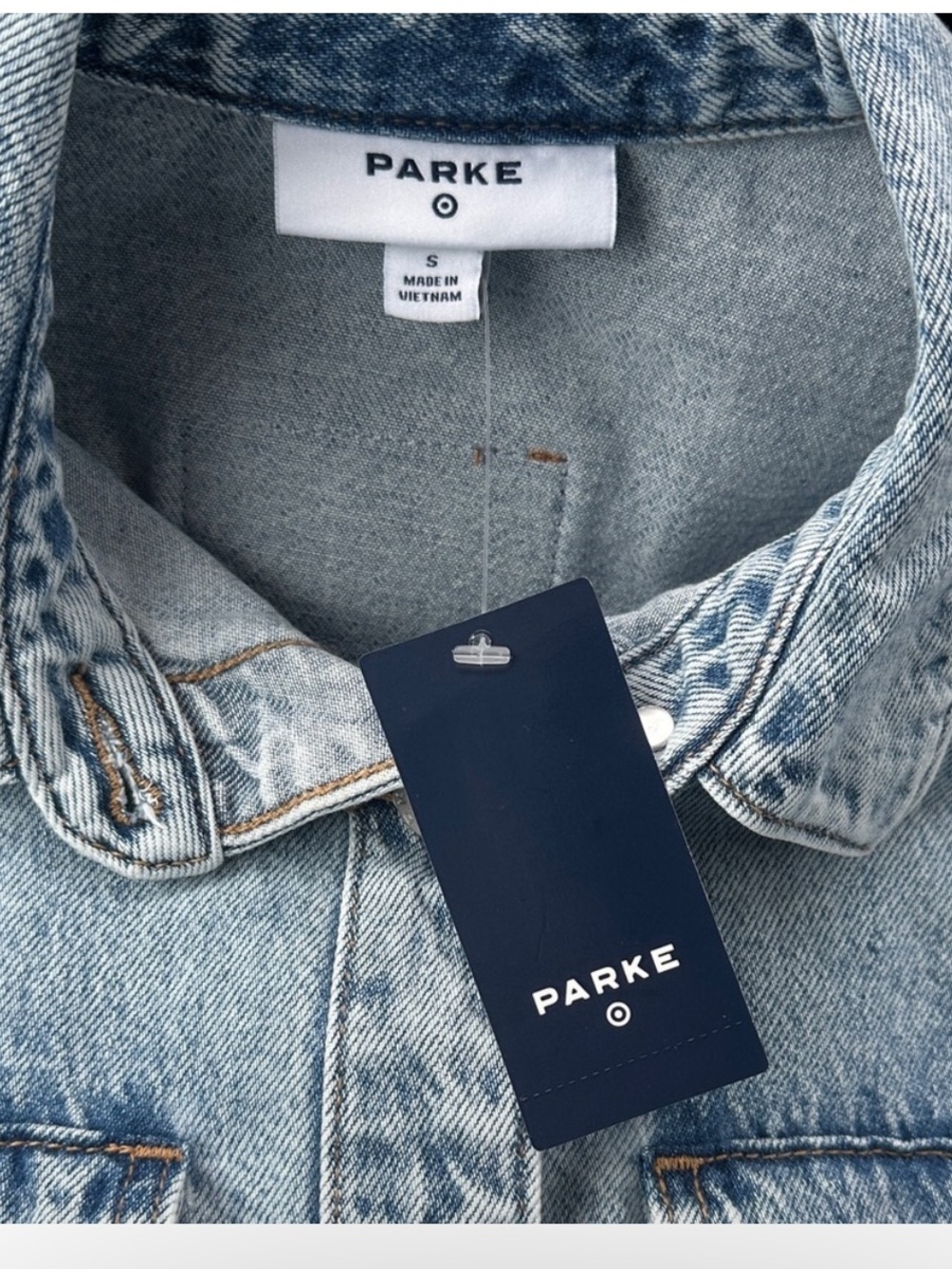 Parke Light Blue Denim Jacket with Navy Tag - Picture 3 of 3